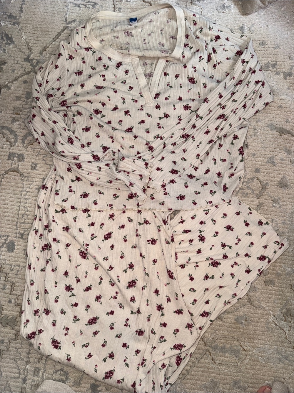 Old Navy Ditsy Floral Ribbed Pajama Set